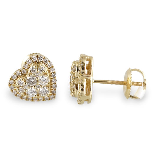 14k Gold Diamond Heart Stud Earrings image 1