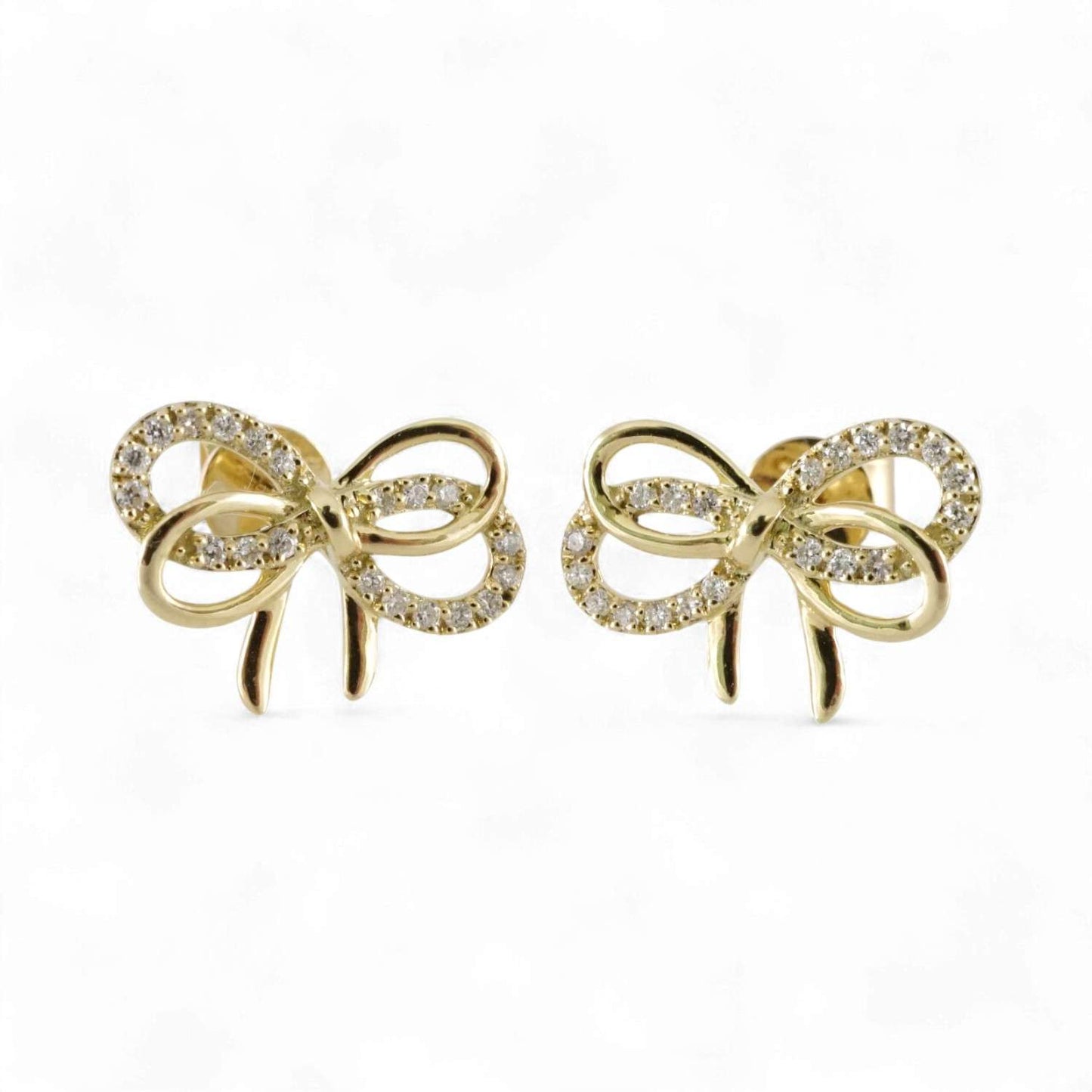 14k Yellow Gold Diamond Ribbon Earring image 0