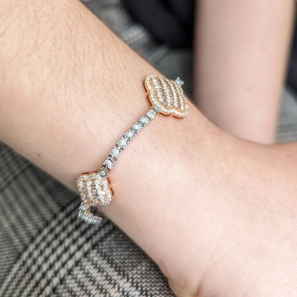 10k White & Rose Gold Diamond Tennis Bracelet image 2