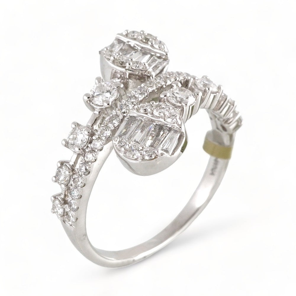 14k White Gold Diamond 2 Head Ring image 0