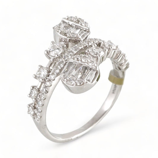 14k White Gold Diamond 2 Head Ring image 0