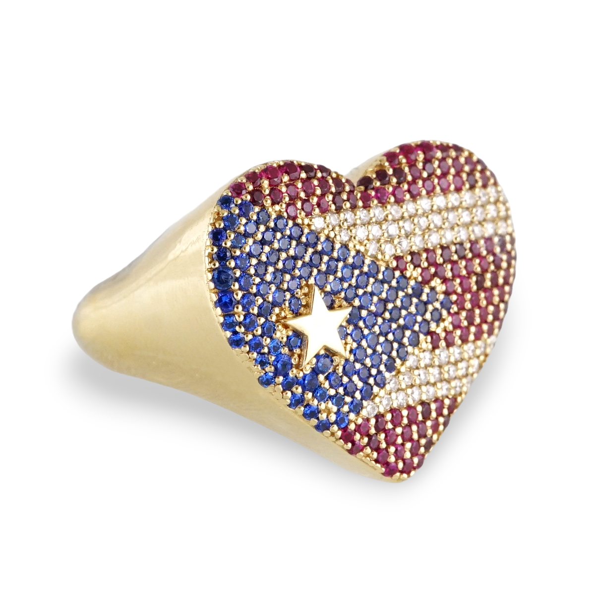 18k Yellow Gold Puerto Rico Flag Ring image 1