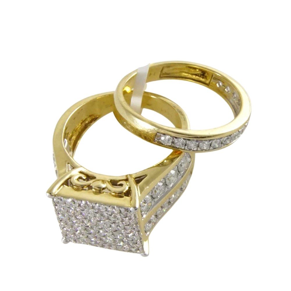 14k Yellow Gold Diamond Duo Ring image 2