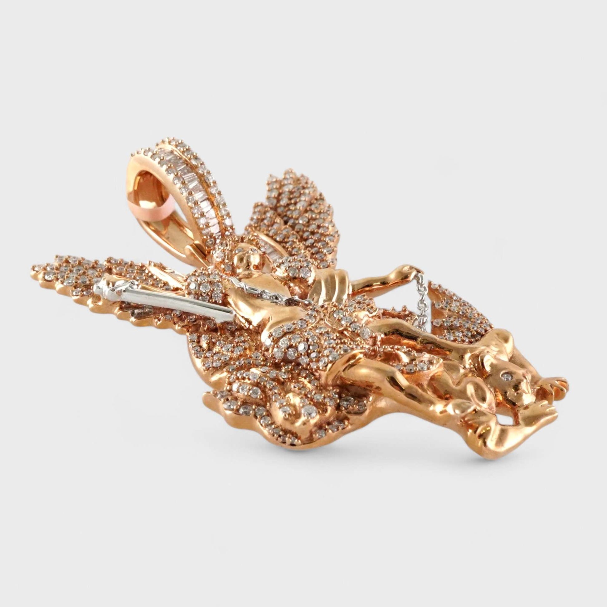 14k Rose Gold Diamond Archangel Pendant image 2