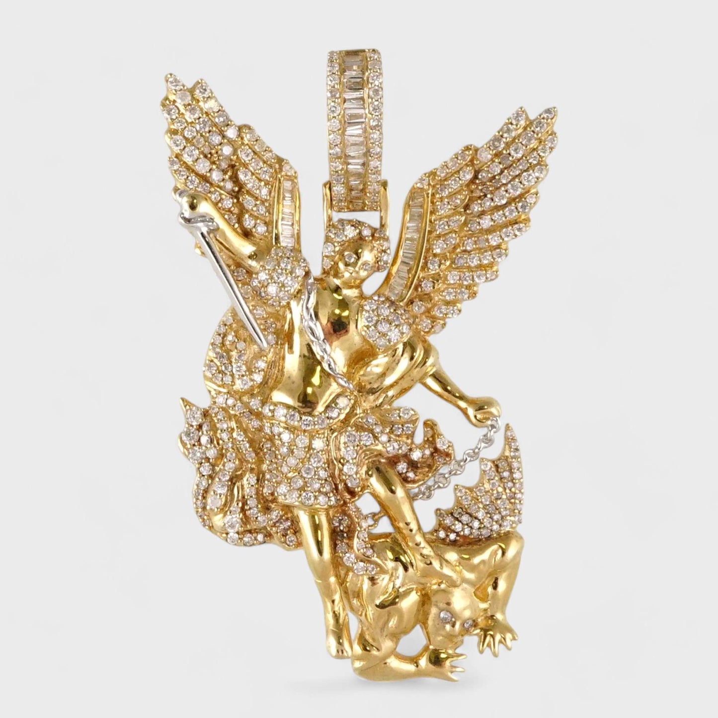 14k Yellow Gold Diamond Archangel Pendant image 0