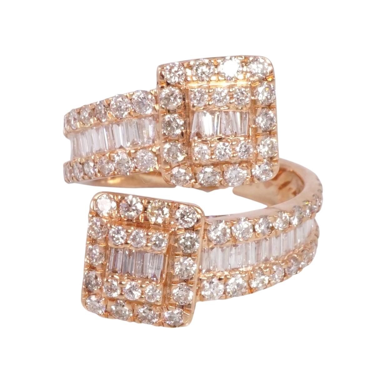 14k Rose Gold Diamond Double Square Ring image 2