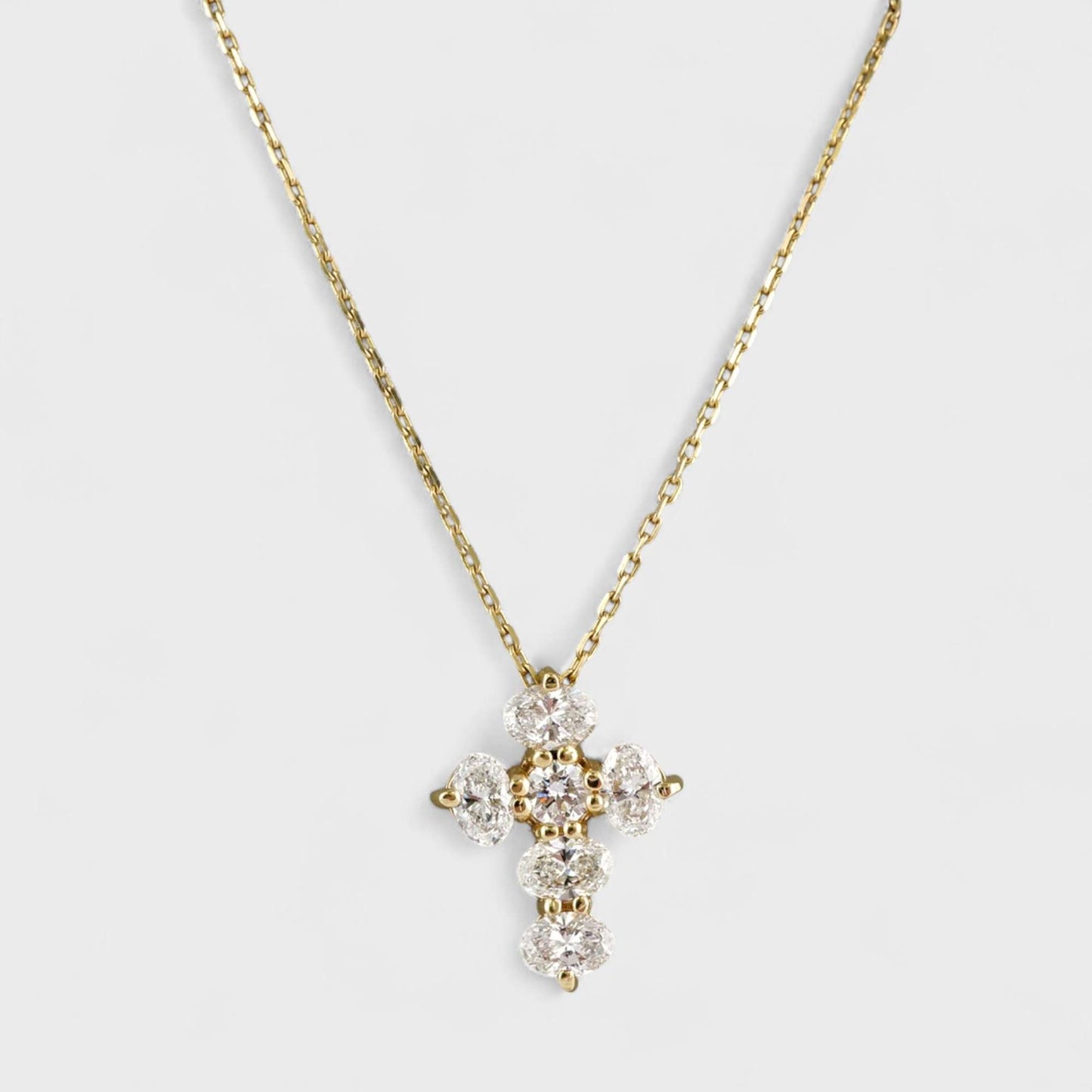 14k Yellow Gold LAB Grown Diamond Cross Chain image 0
