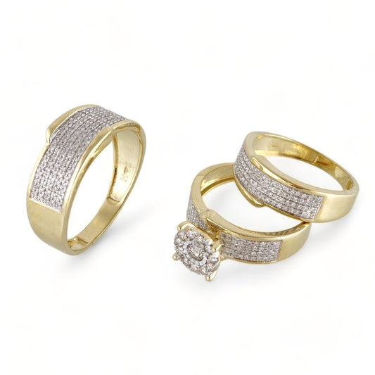 10k Yellow Gold Diamond Trio Ring Set image 0