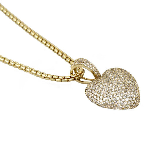 14k Yellow Gold Full Diamond Heart Pendant image 0
