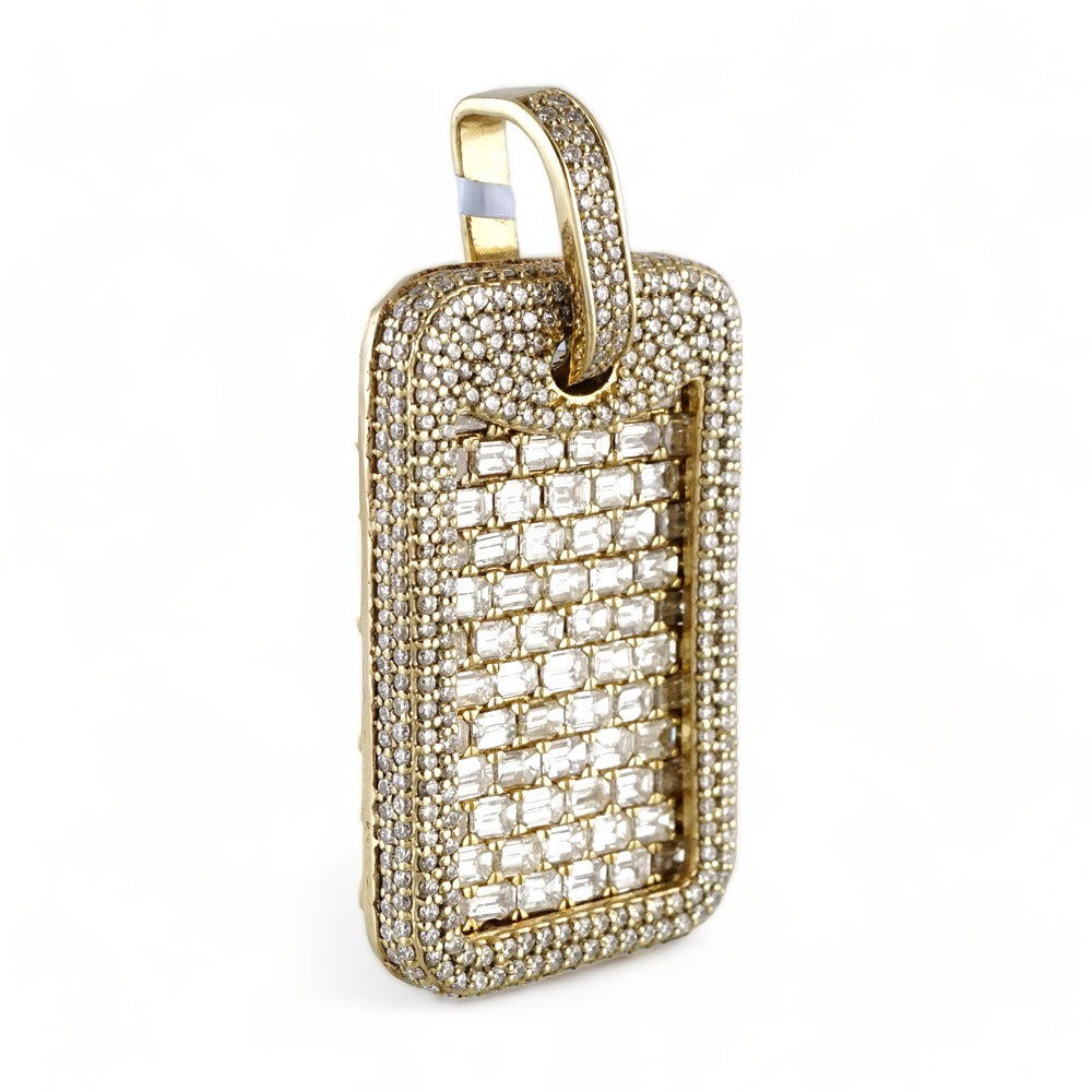 14k Gold Diamond Dog Tag Pendant image 0