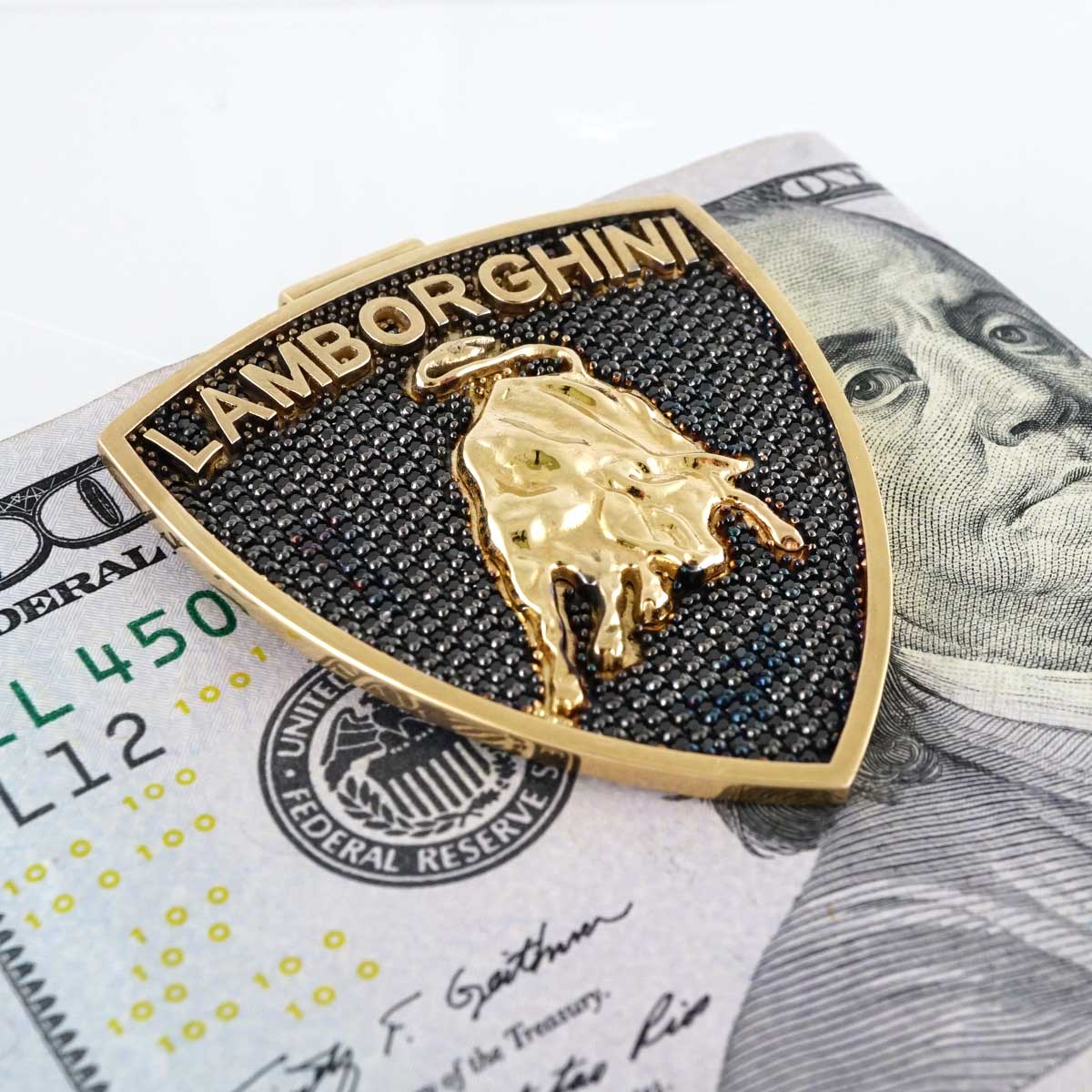 14k Gold Diamond Lamborghini Money Clip image 0