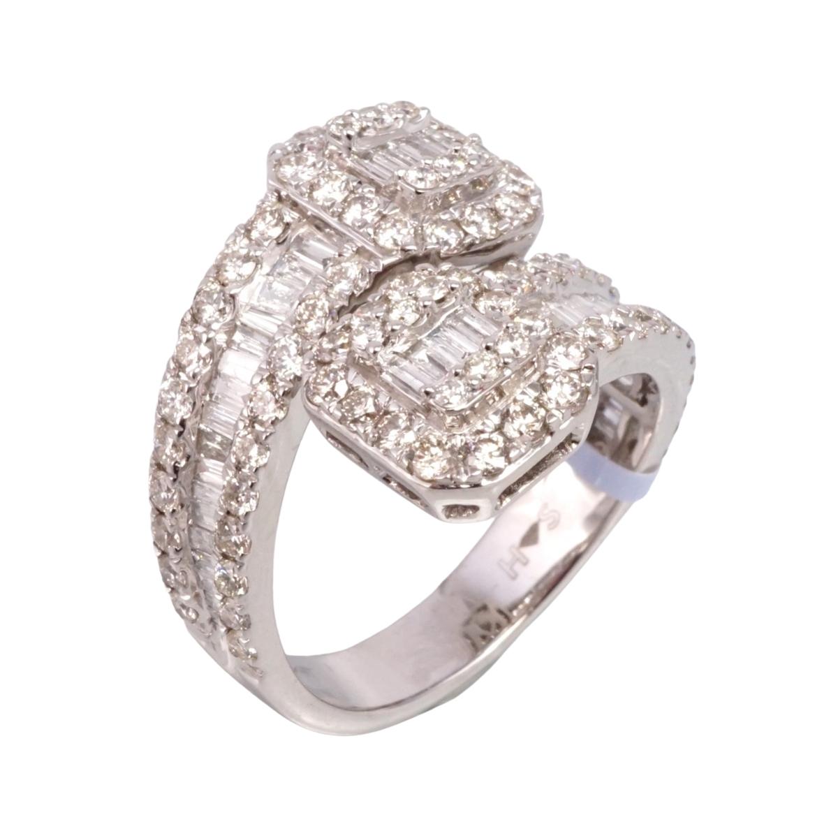 14k White Gold Diamond Double Square Ring image 0