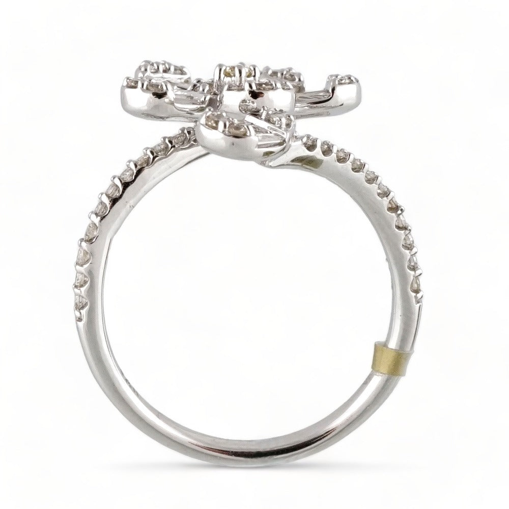 14k White Gold Diamond Flower Ring image 2