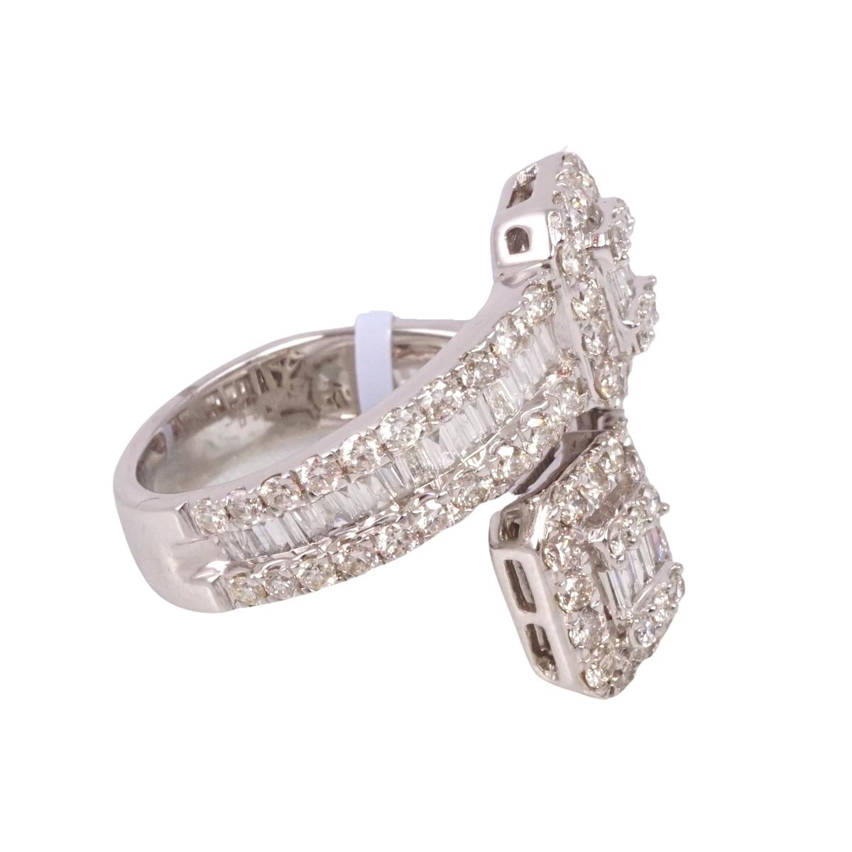 14k White Gold Diamond Double Square Ring image 1