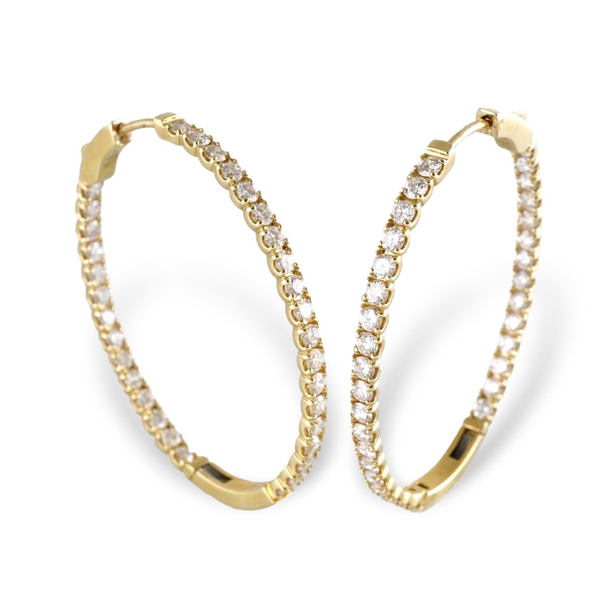 14k Diamond Gold Hoops for Women image 0