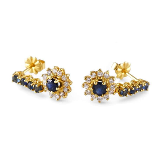14k Yellow Gold Diamond Sapphire Earring image 1
