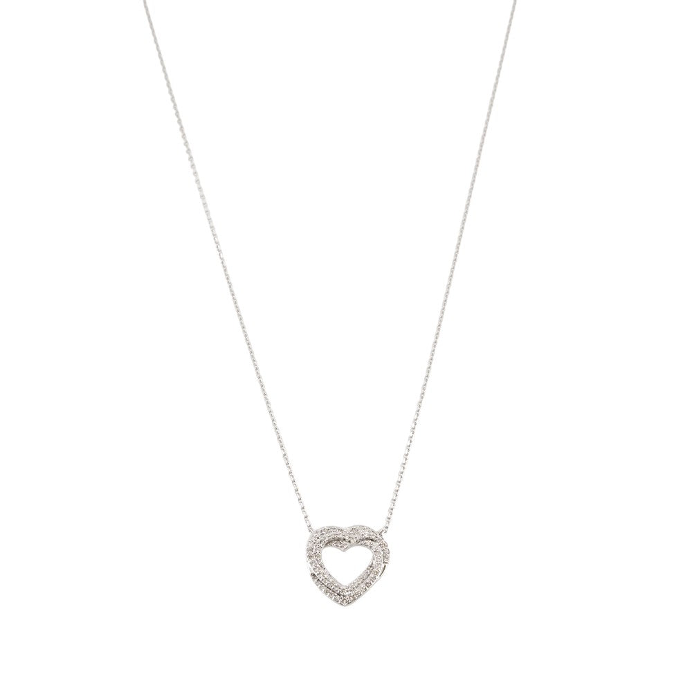 14k White Gold Diamond Heart Chain image 0