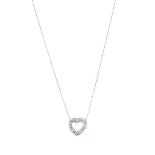 14k White Gold Diamond Heart Chain image 0
