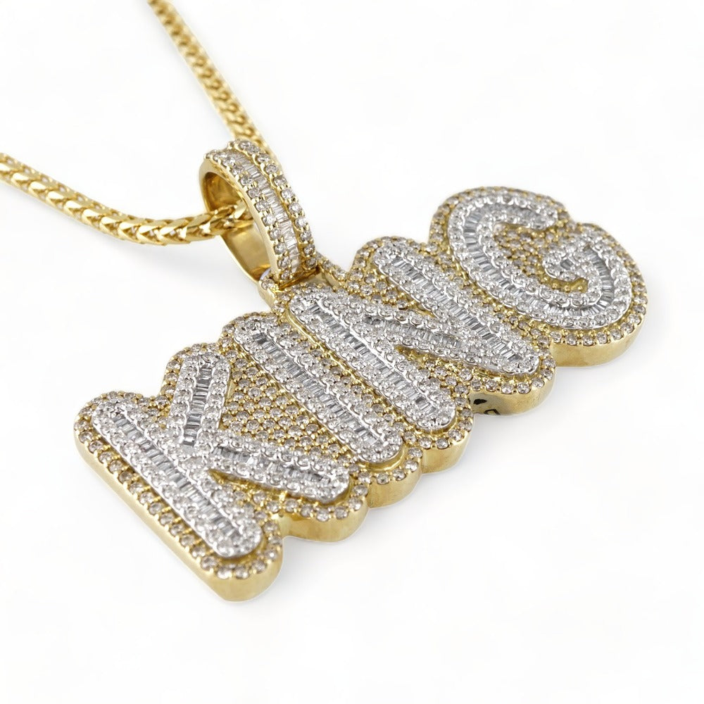 10k Gold Diamond Baguette King Pendant image 2