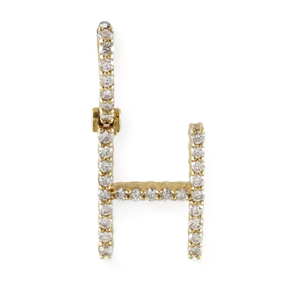 10k Yellow Gold Diamond "H" Initial Pendant image 1