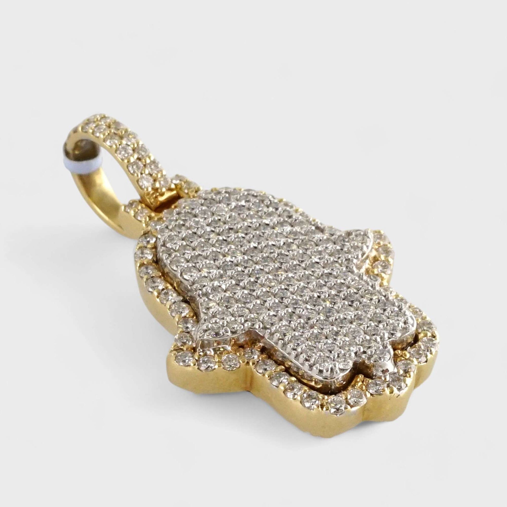 14k Yellow Gold Diamond Hamsa Pendant image 2