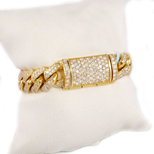 14k Gold Diamond Cuban Link Bracelet image 1