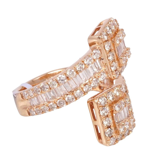 14k Rose Gold Diamond Double Square Ring image 1