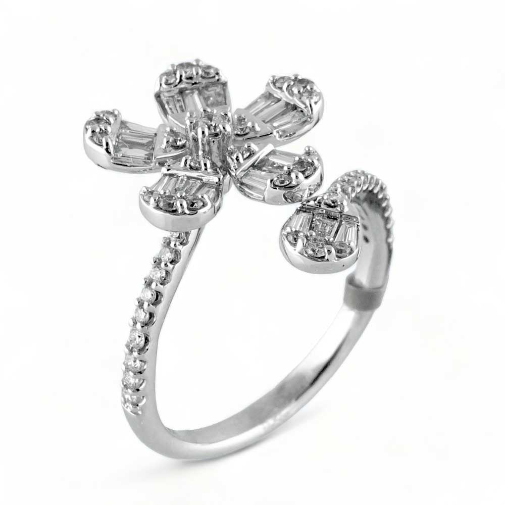 14k White Gold Diamond Flower Ring image 0
