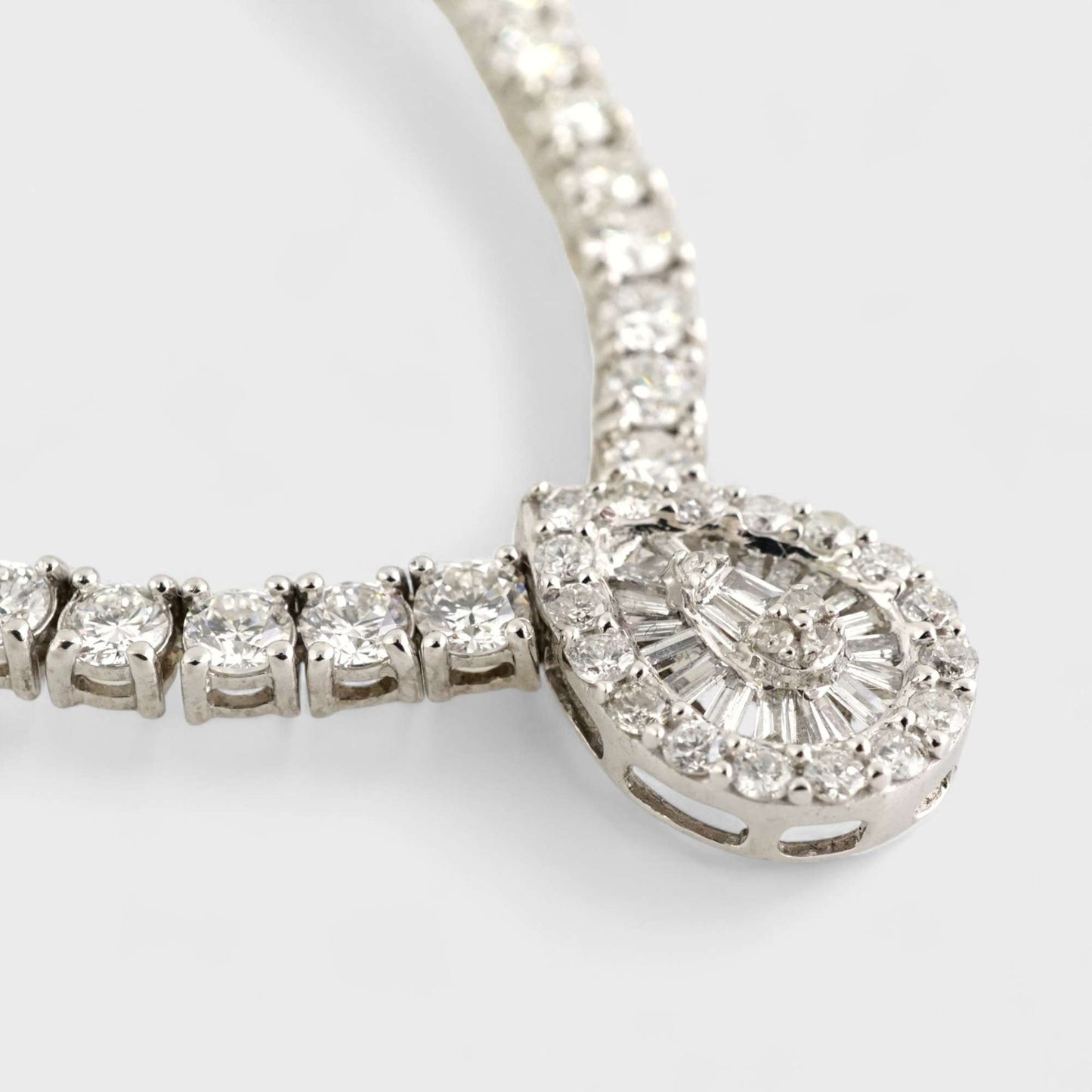 14K White Gold LAB Grown Diamond Almond Necklace image 2
