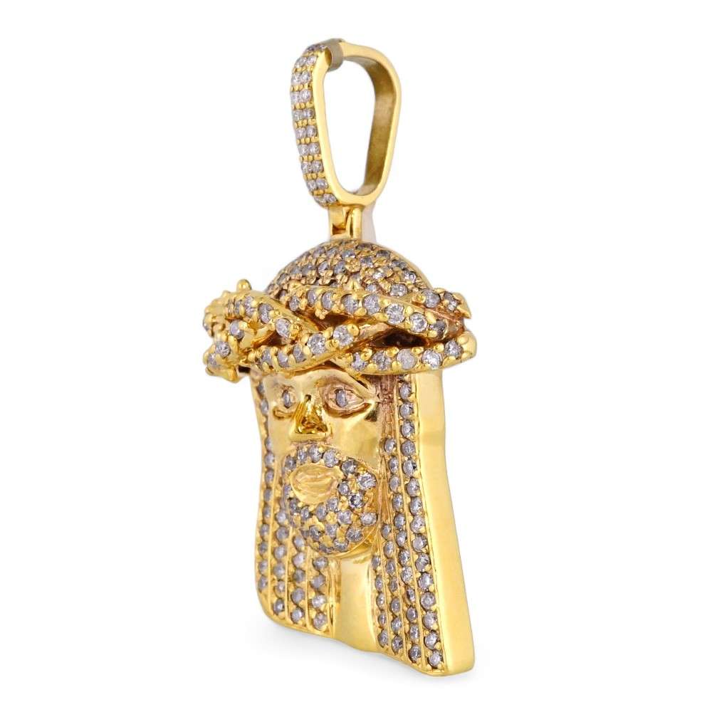 10k Yellow Gold Jesus Face Pendant image 2