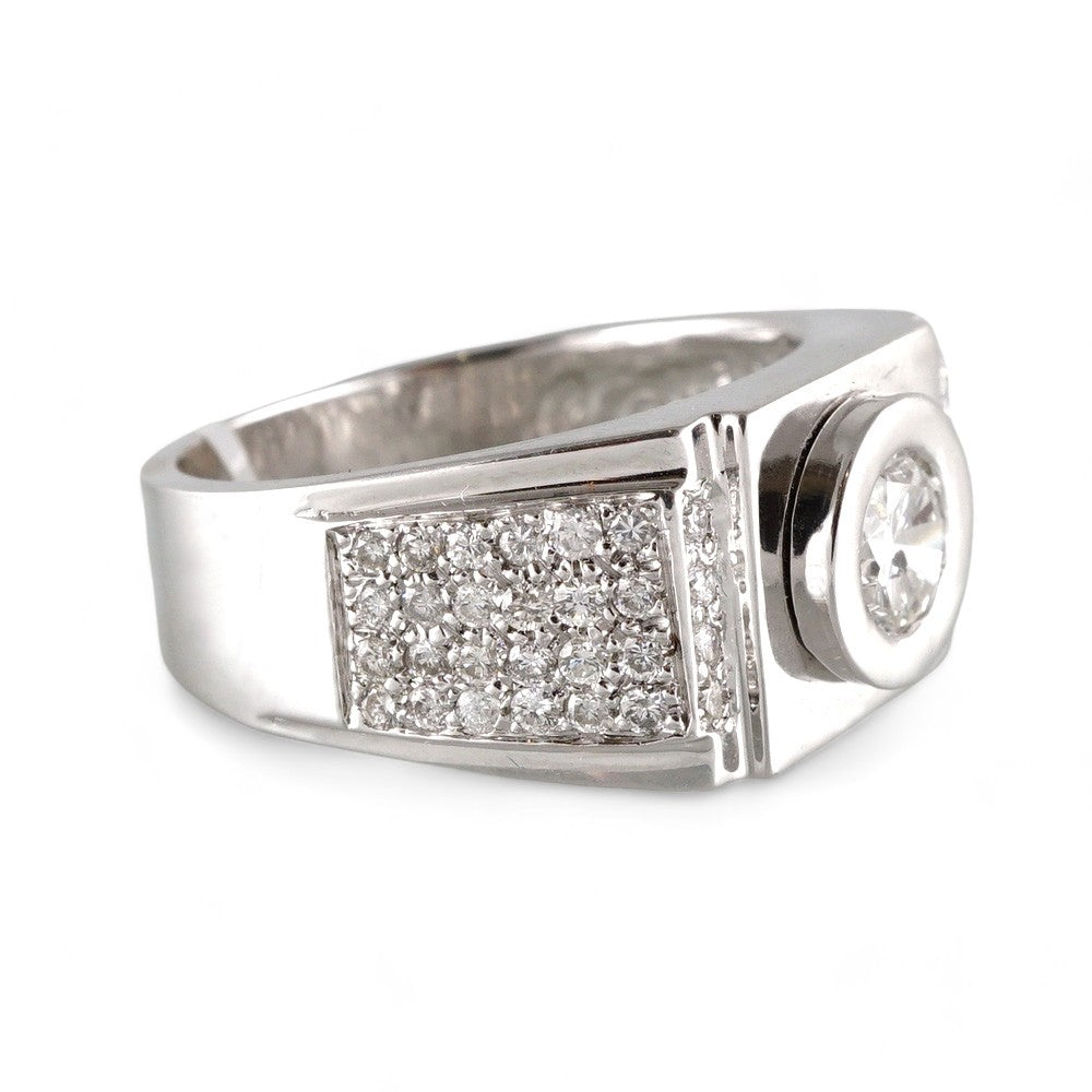 14k White Gold Diamond Round Base Ring image 2