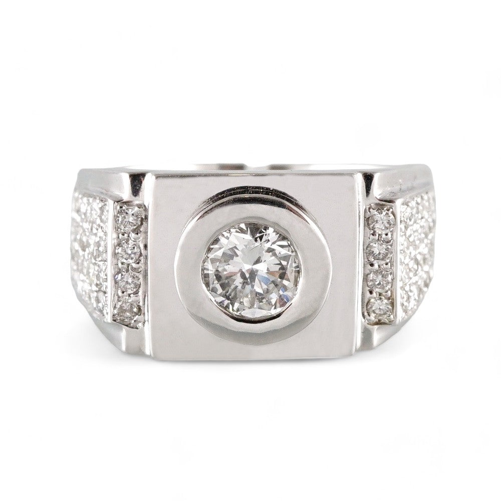 14k White Gold Diamond Round Base Ring image 1