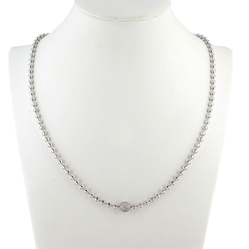 Unisex 14k White Gold Ball Chain image 0