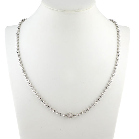 Unisex 14k White Gold Ball Chain image 0