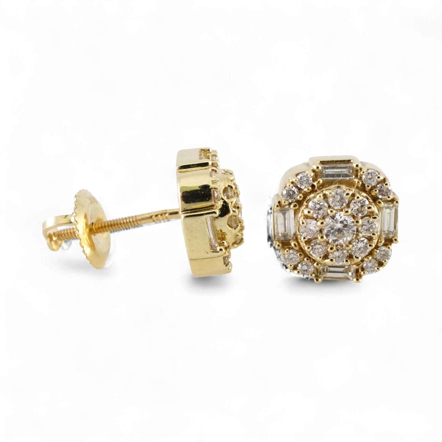 14k Yellow Gold Diamond Round Earring image 2