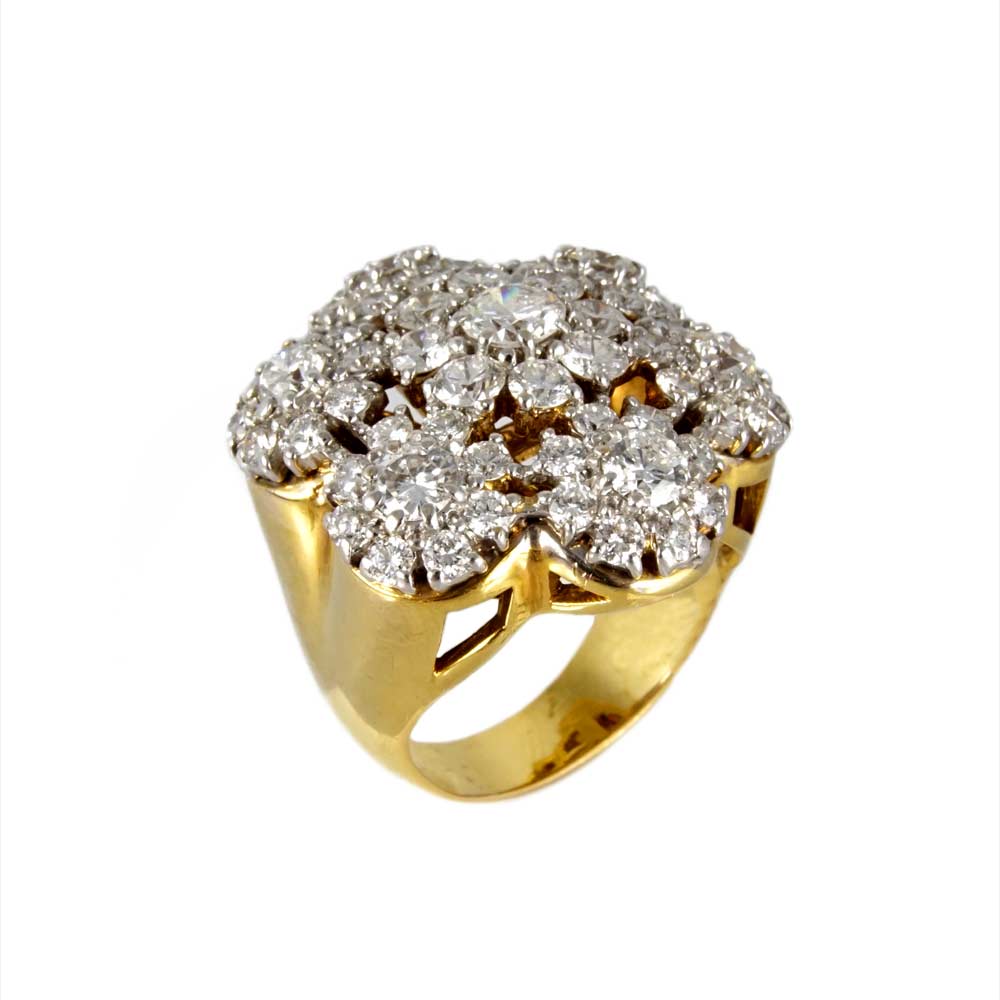 14k Yellow Gold Diamond Flowers Ring image 0