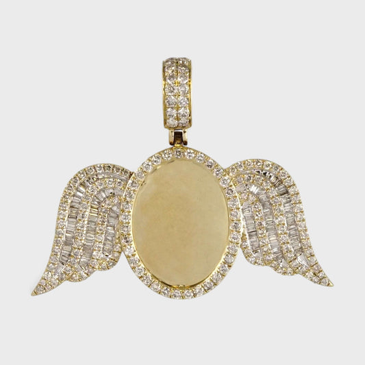 10k Yellow Gold Diamond Two Winds Frame Pendant image 0