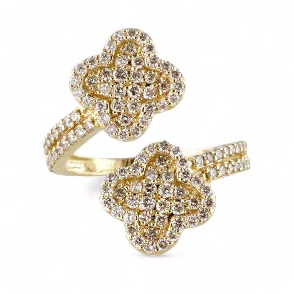 14k Yellow Gold Diamond Flower Ring image 2
