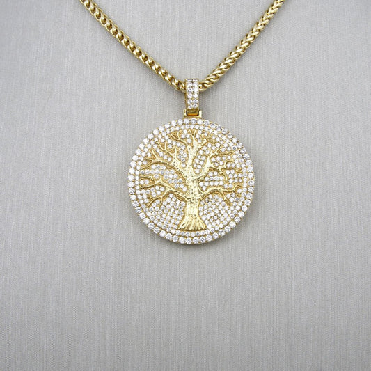 14k Yellow Gold Diamond Tree Pendant image 1