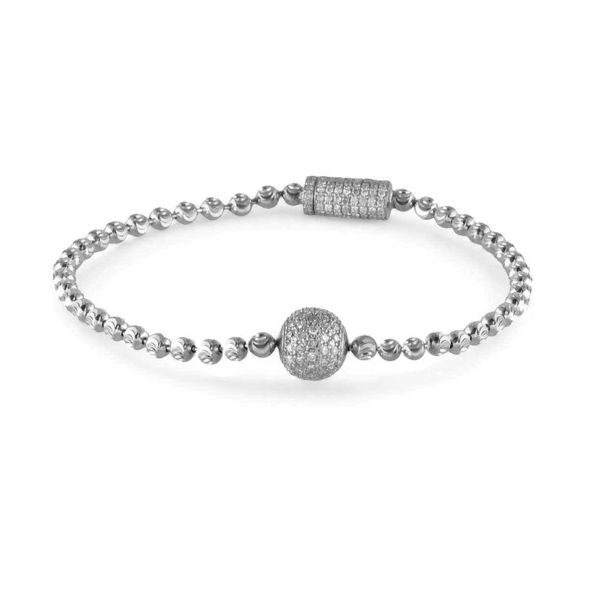 14k Gold Diamond Anti Stress Ball Bracelet - White Gold, 7.5 inches image