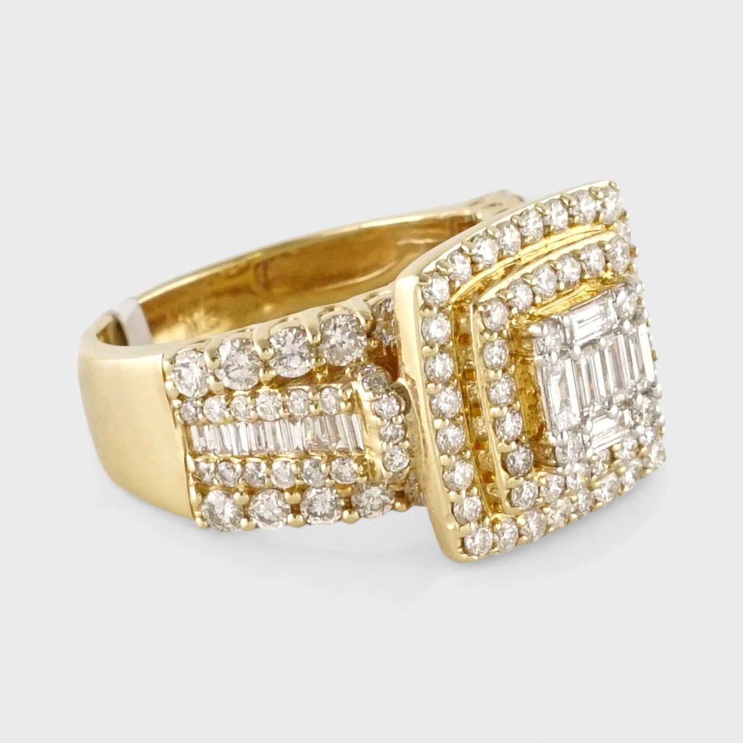 14k Yellow Gold Diamond Pyramid Ring image 1