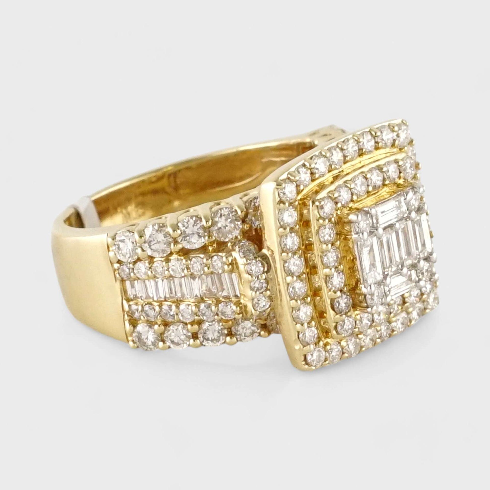 14k Yellow Gold Diamond Pyramid Ring image 1