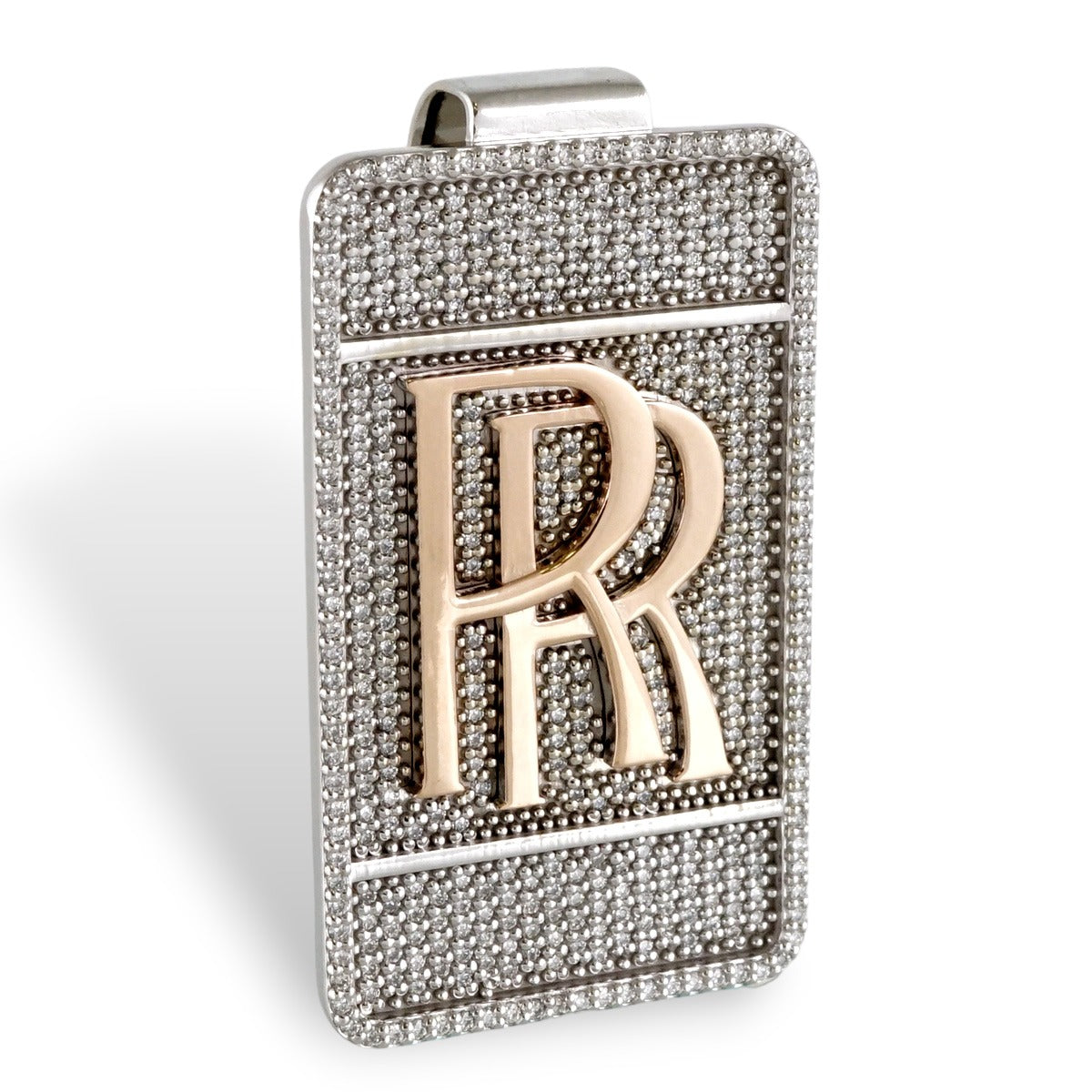 14k White Gold Diamond Rolls Royce Money Clip image 2