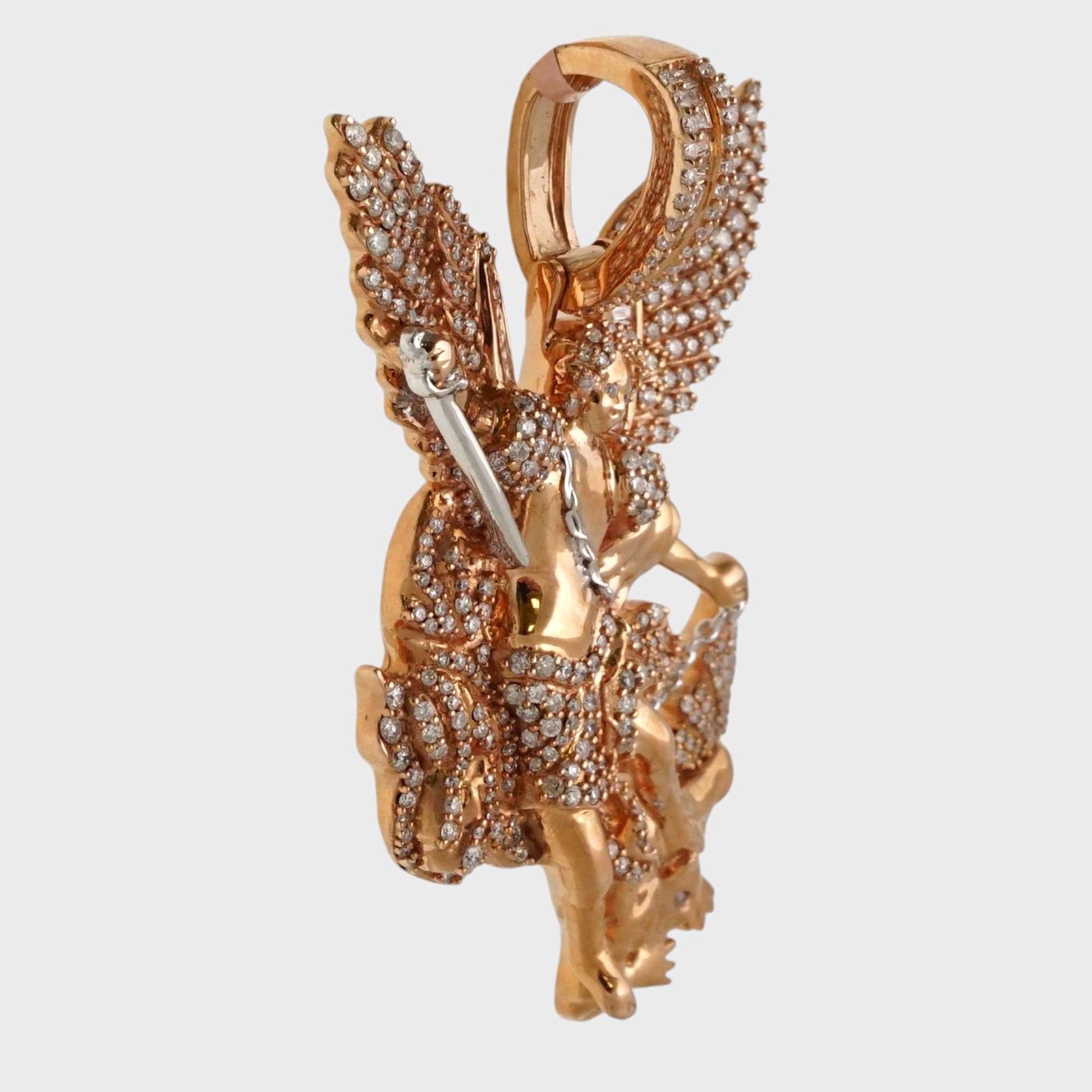 14k Rose Gold Diamond Archangel Pendant image 1