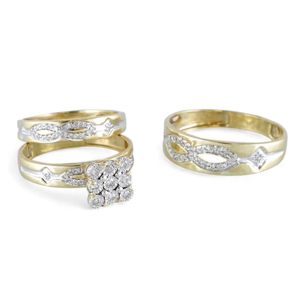 10k Yellow Gold Diamond Trio Ring Set image 2
