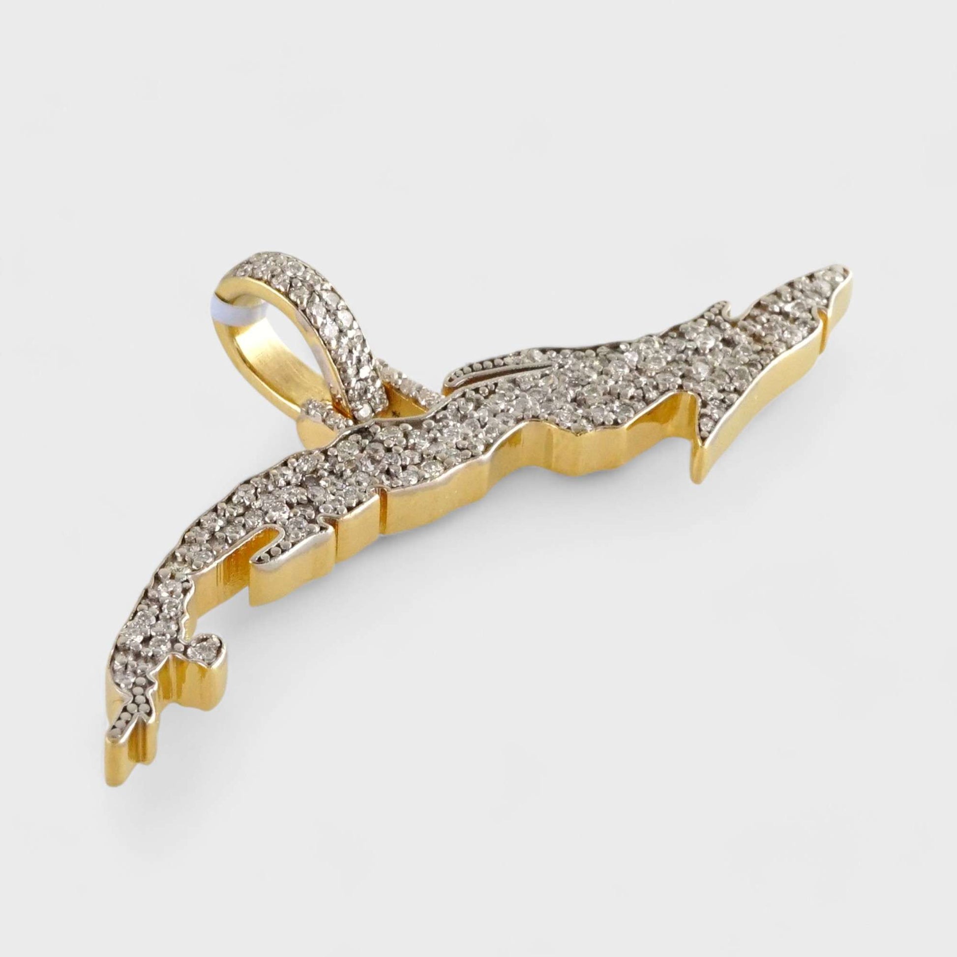 14k Yellow Gold Diamond Cuban Map Pendant image 2