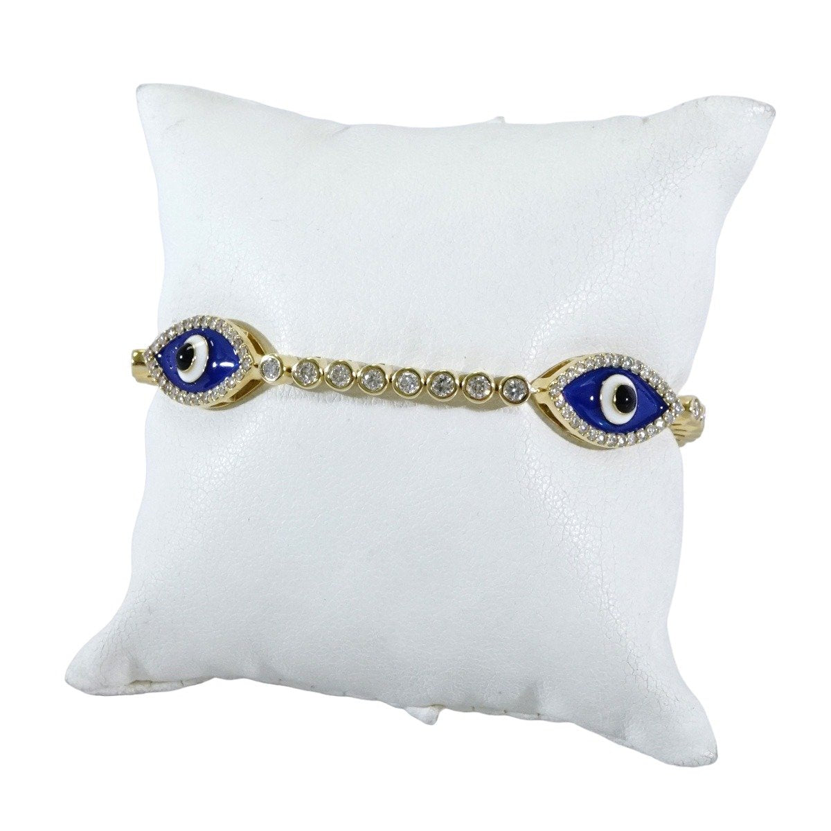 14k Yellow Gold Diamond Blue Eye Bracelet image 2