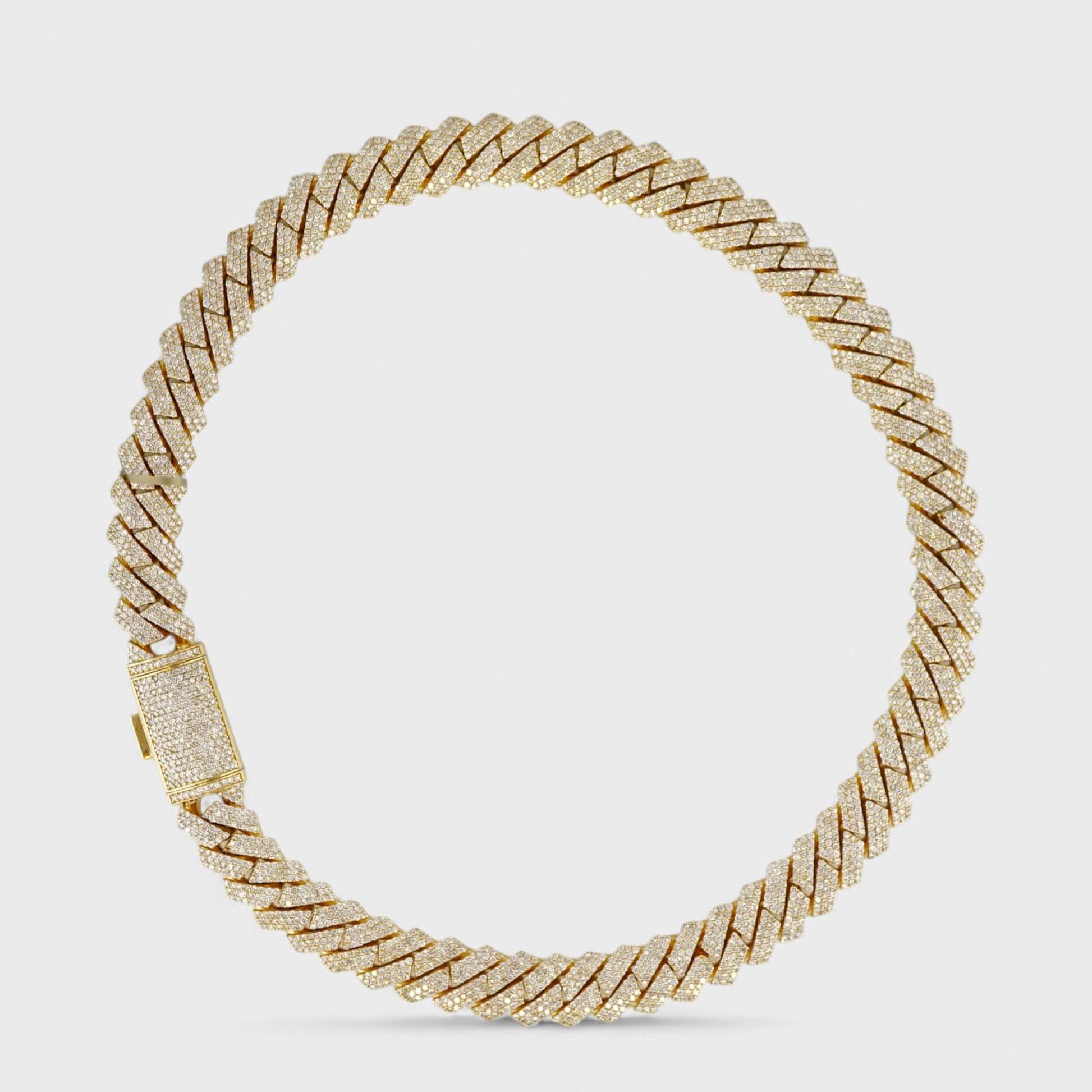 14k Yellow Gold Full Diamond Prong Setting Chain image 2