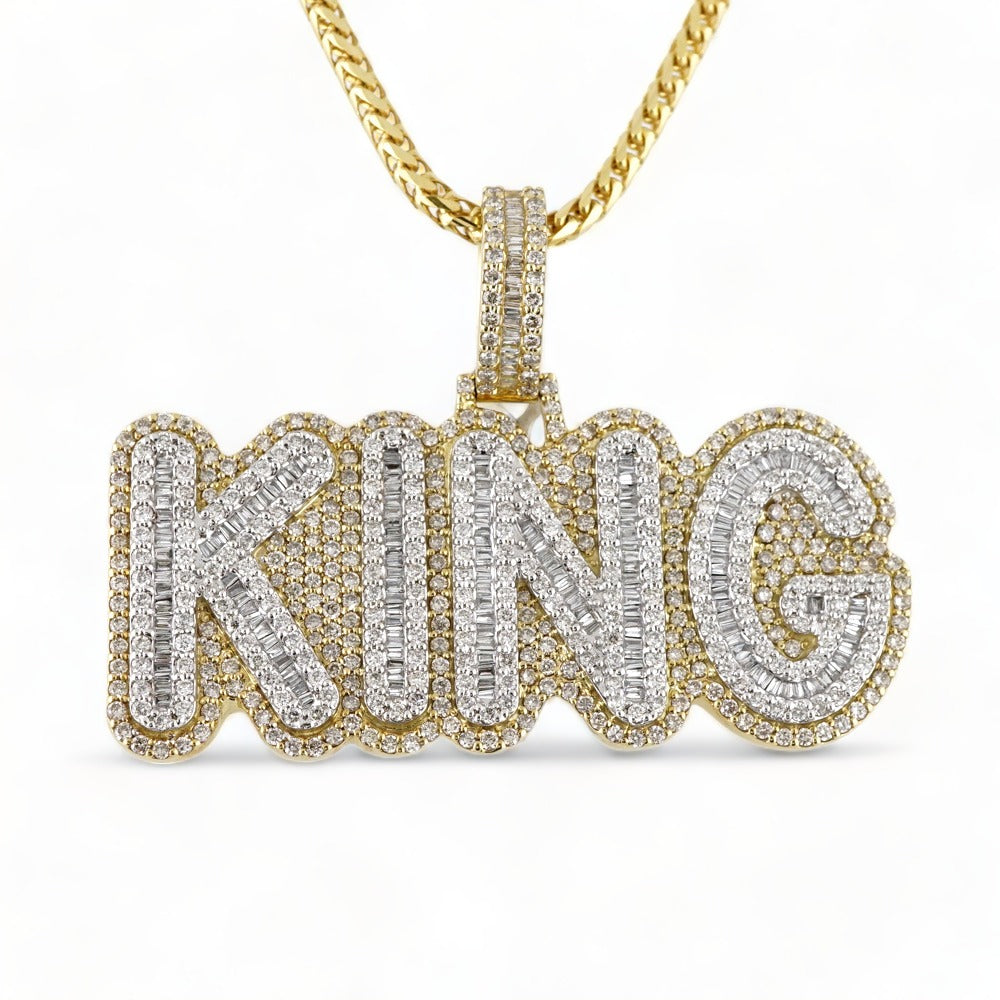 10k Gold Diamond Baguette King Pendant image 1