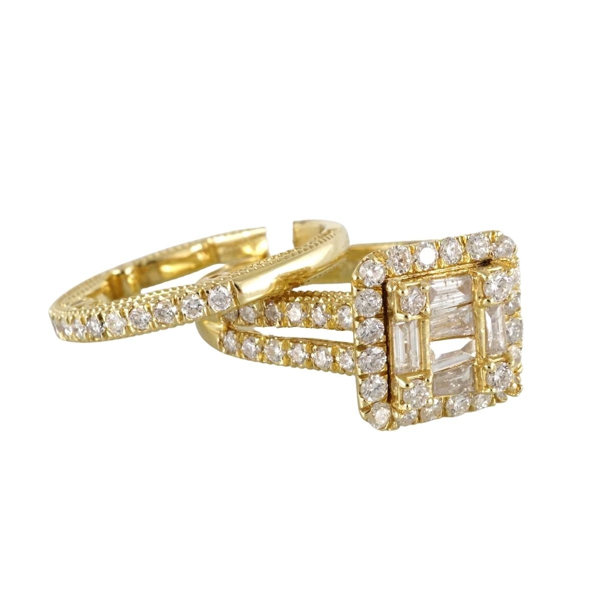 14k Gold Diamond Square Ring for Women image 2